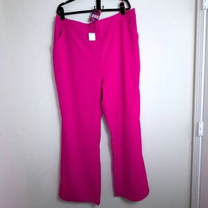 Fashion Nova Plus Size 3X Magenta Wide Leg Pants Smocked Waist NWT